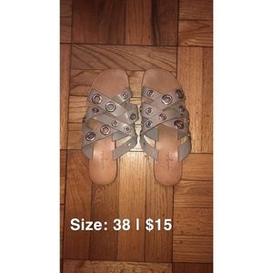 spring clean out • shoes • tan slides